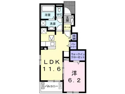 アリエッティB棟(1LDK/1階)の間取り写真
