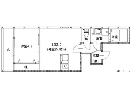SUNMARK 京町本丁(1LDK/3階)の間取り写真