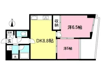 ルミエール大野南(2DK/5階)の間取り写真