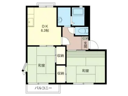 グリーンパーク富士見C棟(2DK/2階)の間取り写真