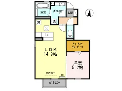 ベルフローラルアレィ(1LDK/1階)の間取り写真