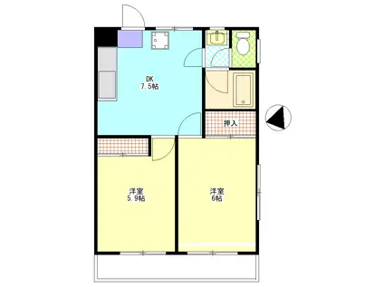三橋マンション(2DK/3階)の間取り写真