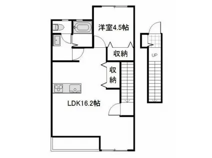 SMARTLIFE庭瀬 南棟(1LDK/2階)の間取り写真