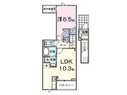 ピースフルIII(1LDK/2階)の間取り写真