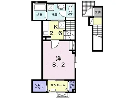 フルール澤(1K/2階)の間取り写真