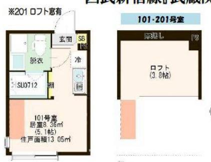 ハーモニーテラス関町II(ワンルーム/1階)の間取り写真