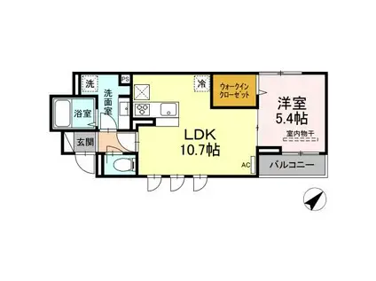 エクセリア調布(1LDK/1階)の間取り写真