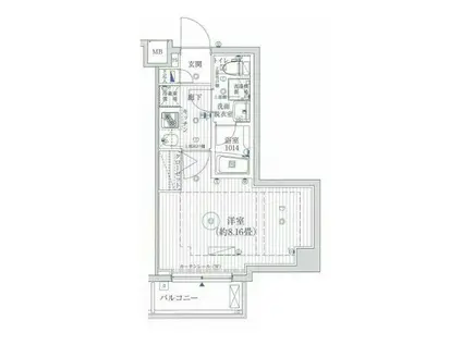 リライア東京イーストレジデンス(1K/6階)の間取り写真