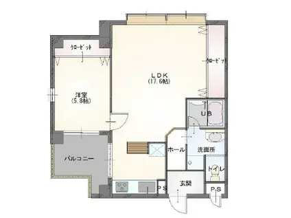 ロイヤル芦屋川(1LDK/1階)の間取り写真