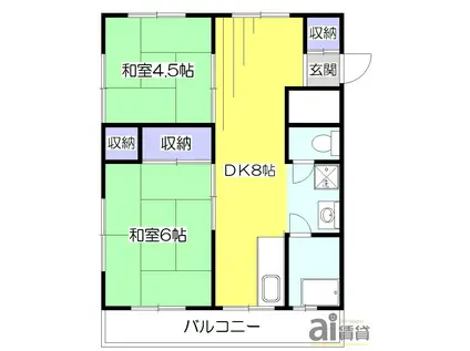 吉田ハイツ(2DK/2階)の間取り写真