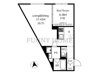 CREAL学芸大学(1LDK/1階)の間取り写真