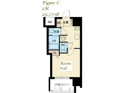 スプランディッド大山(1K/14階)の間取り写真