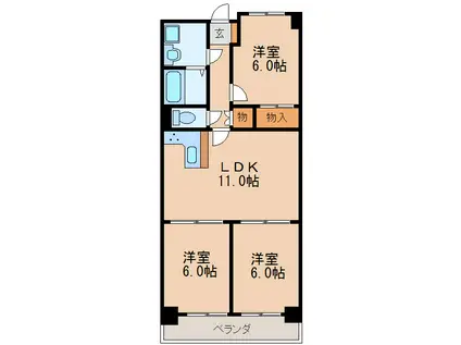 ロータリーマンション栄(3LDK/14階)の間取り写真