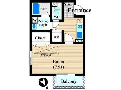 コンフォールS(1K/1階)の間取り写真