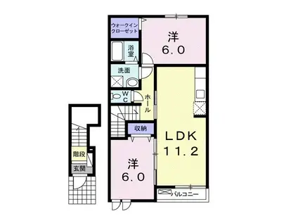 カナヤ・サンヒルA(2LDK/2階)の間取り写真