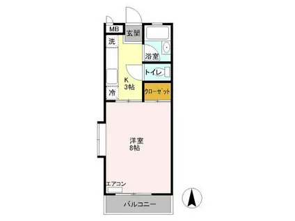 シャトーブリリアント(1K/1階)の間取り写真