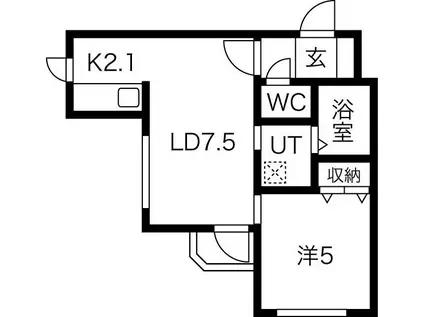 WIND HILLS中の島(1LDK/1階)の間取り写真