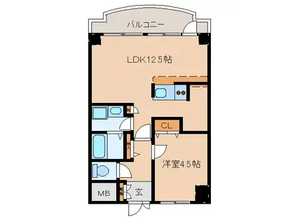 YKハイツ西明石北(1LDK/2階)の間取り写真