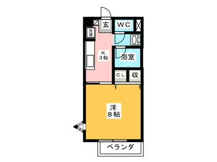 レスパス・ド・ルポIII(1K/2階)の間取り写真