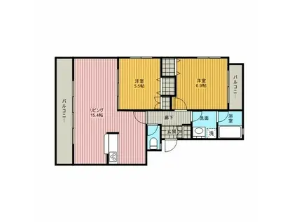 クレストサンケー(2LDK/1階)の間取り写真