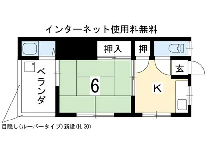 西野荘(1K/2階)の間取り写真
