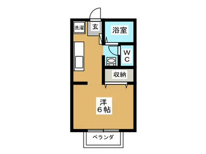 メルグリーン(ワンルーム/1階)の間取り写真