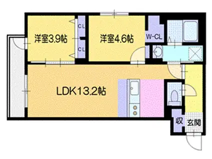 VERDEORO-SUMIYOSHI-(2LDK/1階)の間取り写真