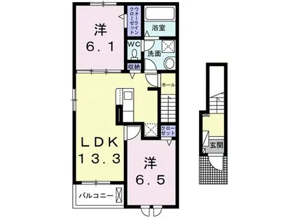 エアリB(2LDK/2階)の間取り写真