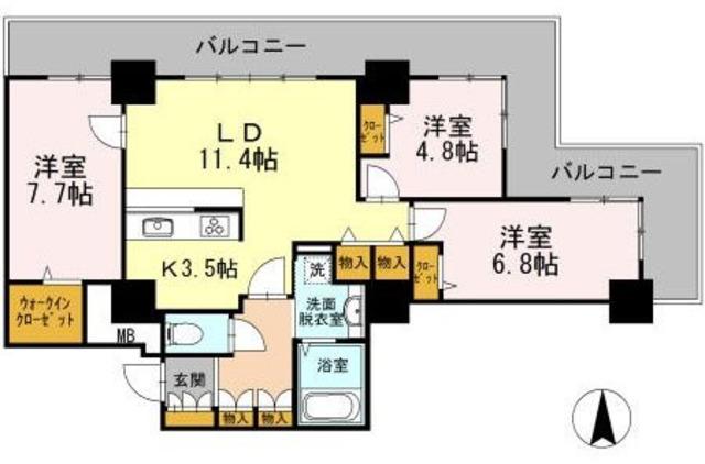 品川シーサイドビュータワーI(3LDK/25階)の間取り写真