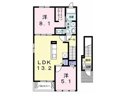 グラッディネス A(2LDK/2階)の間取り写真