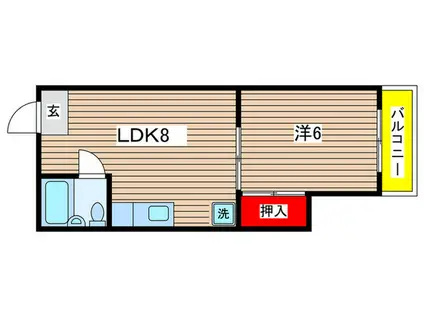 小野田ハイツ(1LDK/3階)の間取り写真
