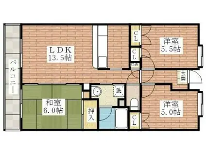 ゼンコウコーポラス8号館(3LDK/4階)の間取り写真