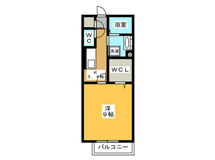 クレイドル那加 A棟(1K/1階)の間取り写真