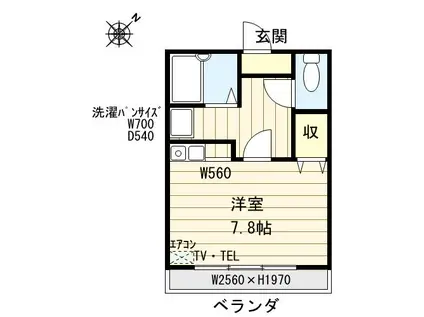 ジェシャンブルI(ワンルーム/2階)の間取り写真