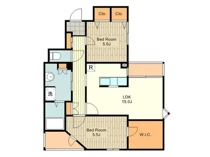リズ国立西NO1(2LDK/2階)の間取り写真
