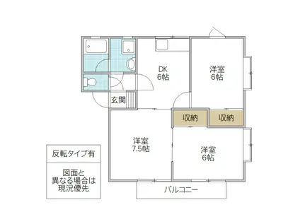 グリーンヒル石川(3DK/2階)の間取り写真
