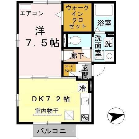 ヴィヴレ堀川(1DK/1階)の間取り写真
