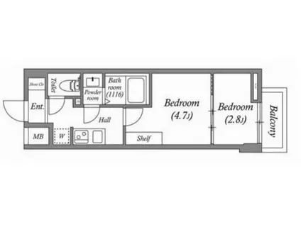 ザ・レジデンス神楽坂I(1DK/5階)の間取り写真