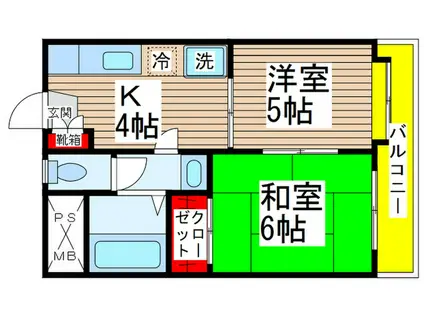 サワーハイム(2K/2階)の間取り写真