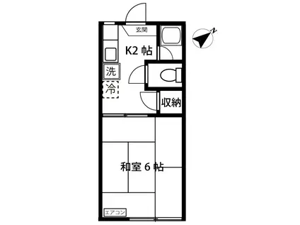 ジュネスハイツB棟(1K/2階)の間取り写真