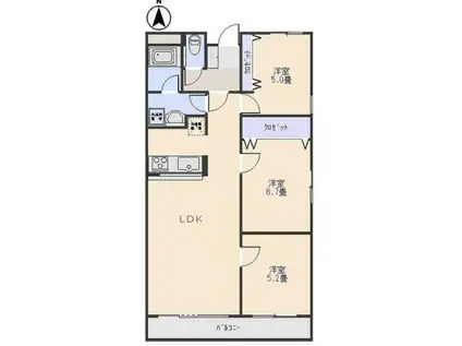 RAFFES北通(3LDK/2階)の間取り写真