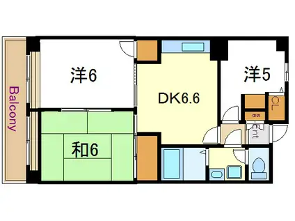 レジデンシャル五洋(3DK/5階)の間取り写真