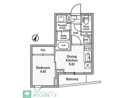NIDO MOTOHASUNUMA(1DK/4階)の間取り写真