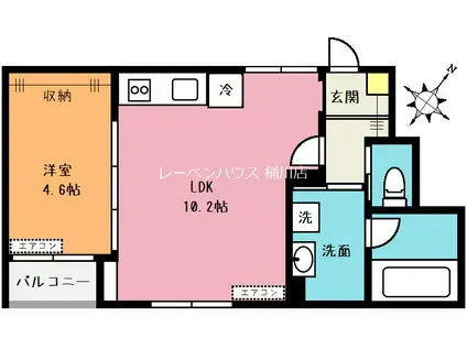 グランツリー桶川(1LDK/1階)の間取り写真