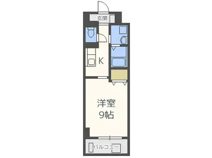 ノーサイド立葉(1K/4階)の間取り写真