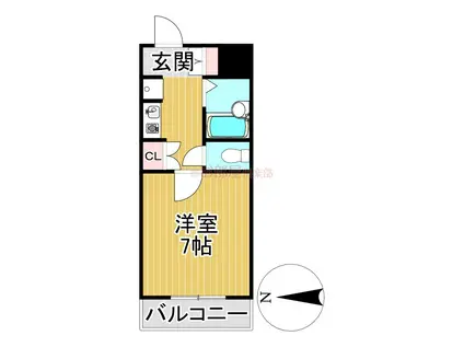 ドミ・エスポワール久留米III(1K/4階)の間取り写真