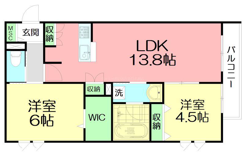 YS F RESIDENCE II(2LDK/1階)の間取り写真