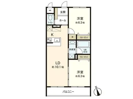 LECHOUCHOU(2LK/2階)の間取り写真