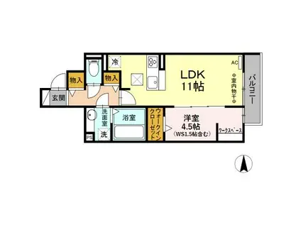 グランヴィア金町(1LDK/1階)の間取り写真