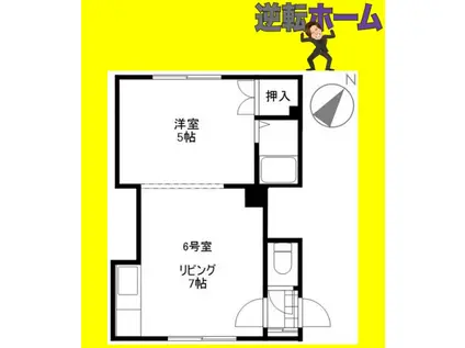 川瀬マンション(1DK/2階)の間取り写真